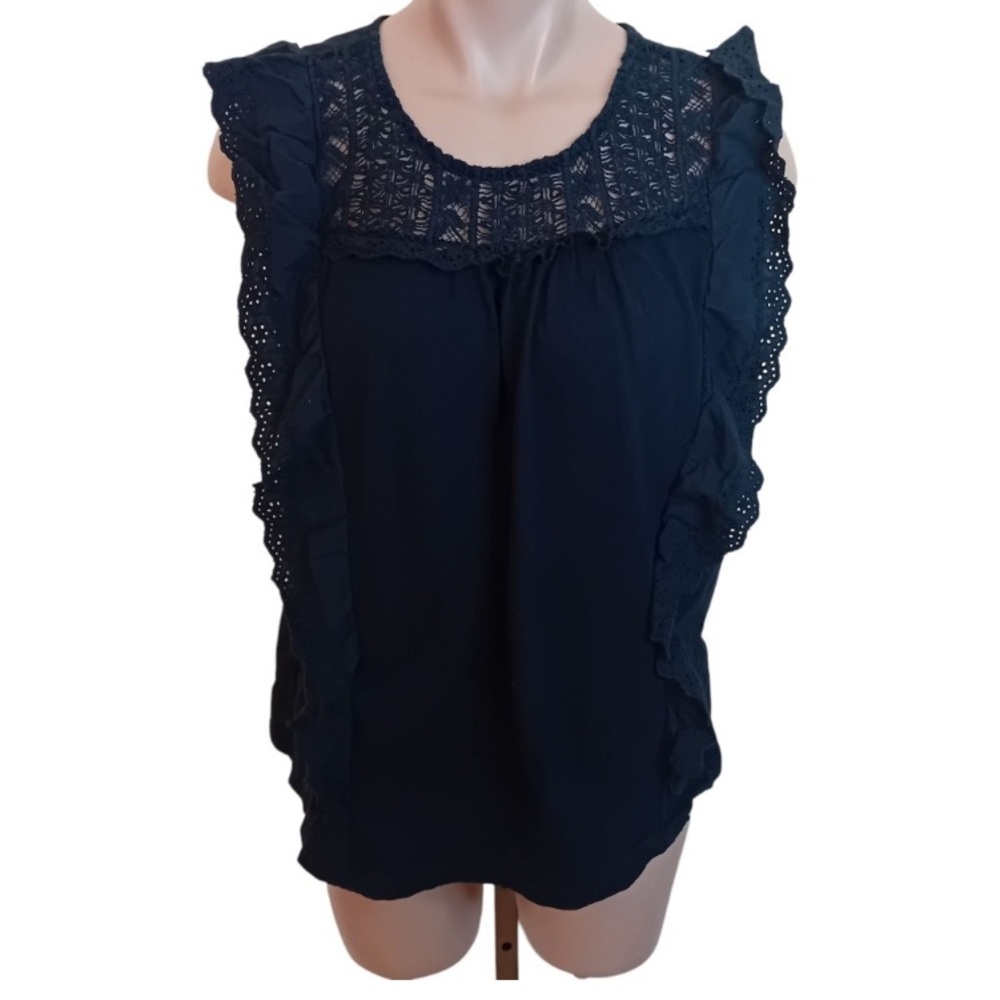 Black Ricki’s Ruffled Sleeveless Blouse size XL